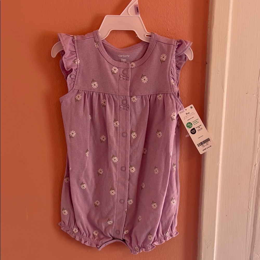 Purple Baby Romper with Floral Print